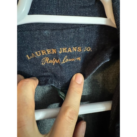 Lauren Jeans Co Ralph Lauren Womens Denim Blazer Jacket Dark Wash Button Size M - Picture 4 of 13